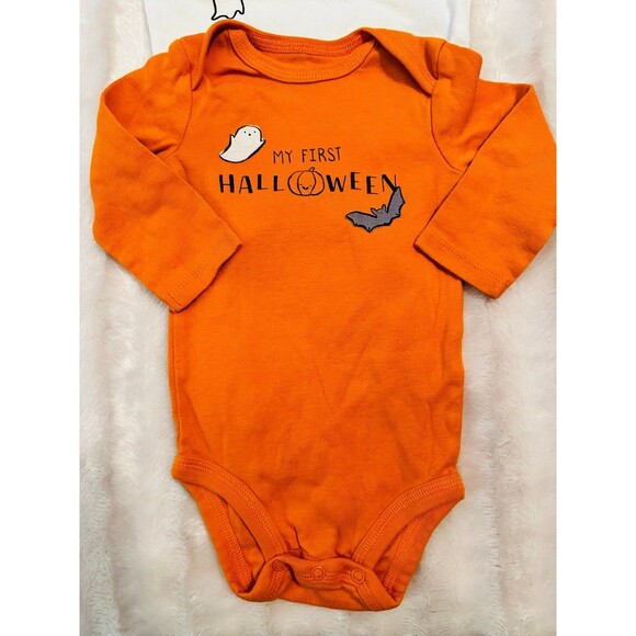Pumpkin Sleeper and Halloween Long Sleeve One Piece Bundle Size 6 Months - Picture 3 of 12